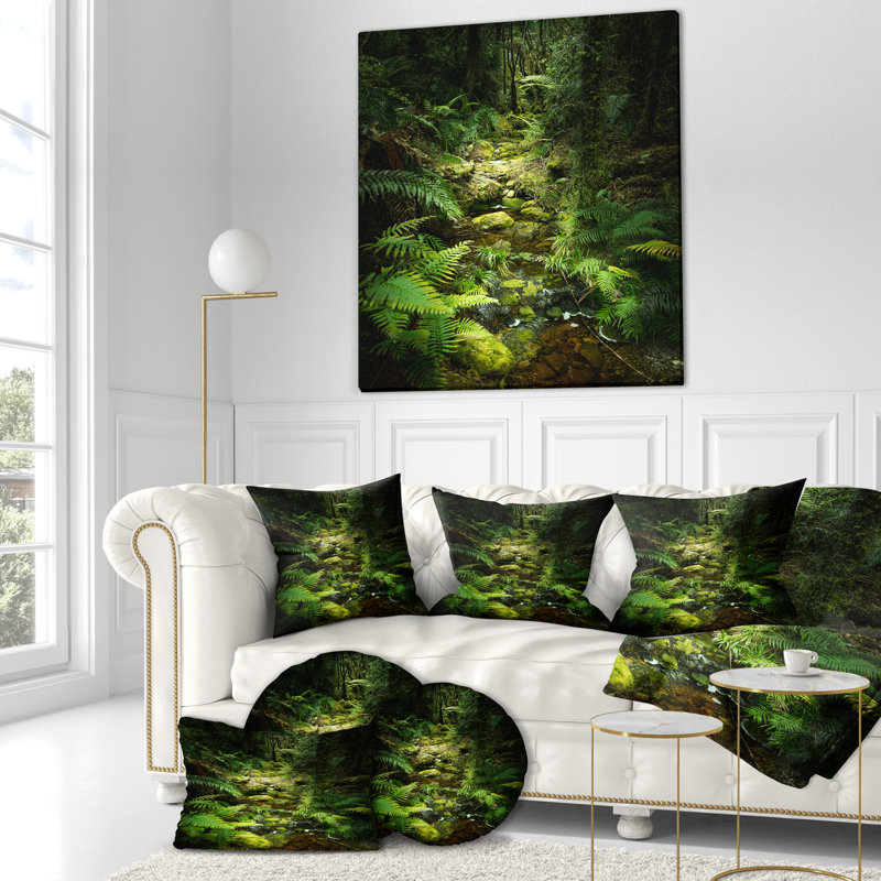 Vert forêt de Nouvelle-Zélande - coussin à imprimé paysage, 16 po x 1 po, Coussin décoratif