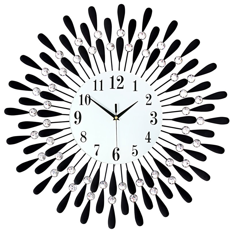 Horloge murale 24 pouces - Horloge décorative moderne à mouvement silencieux à quartz pour le salon, la salle à manger et le bureau