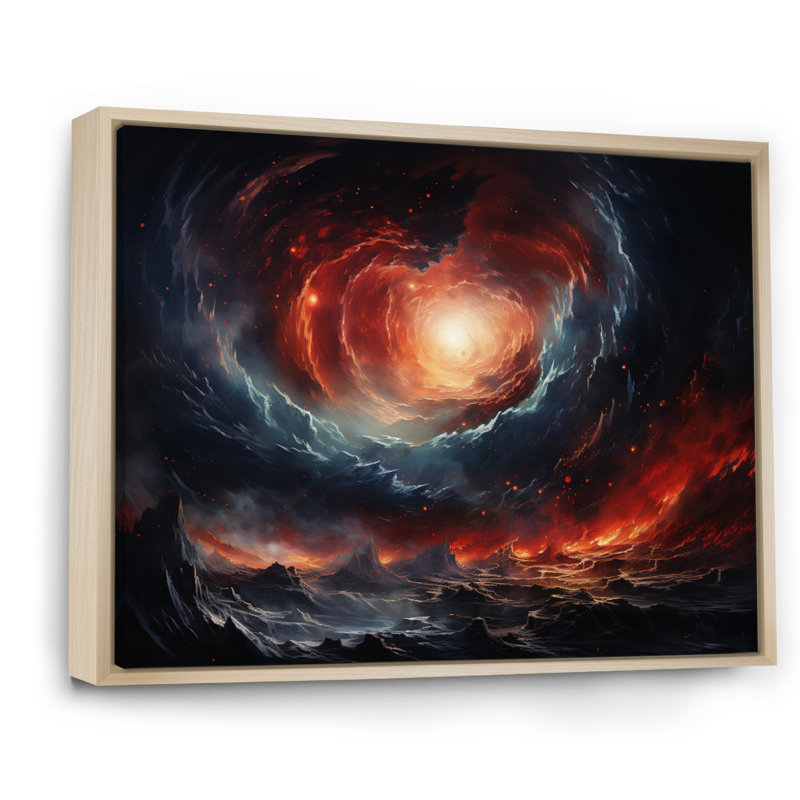 Rêves de galaxie astronomique orange gris, Cadre naturel flottant, H 16 po x l 32 po x P 1 po