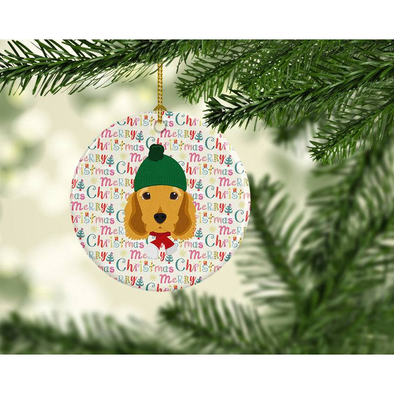 Ornement suspendu en céramique Cocker Spaniel Merry Christmas