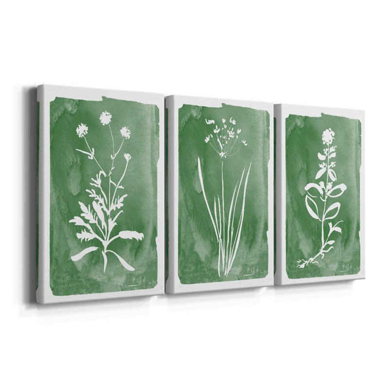 Green Botanical I - Toile tendue avec châssis sur mesure - 3 pièces, H 36 po x l 72 po