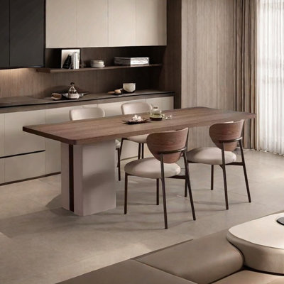 Black Walnut Woodgrain Rock Slab Dining Table