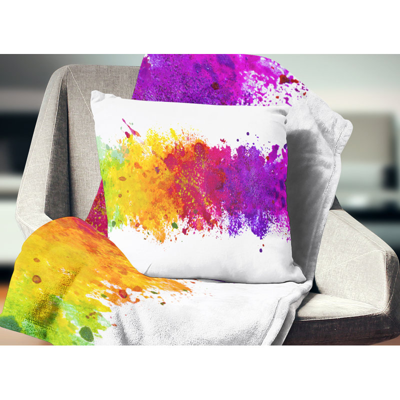 Artistic Watercolor Splash - Coussin imprimé abstrait, 16 po x 1 po, Coussin décoratif