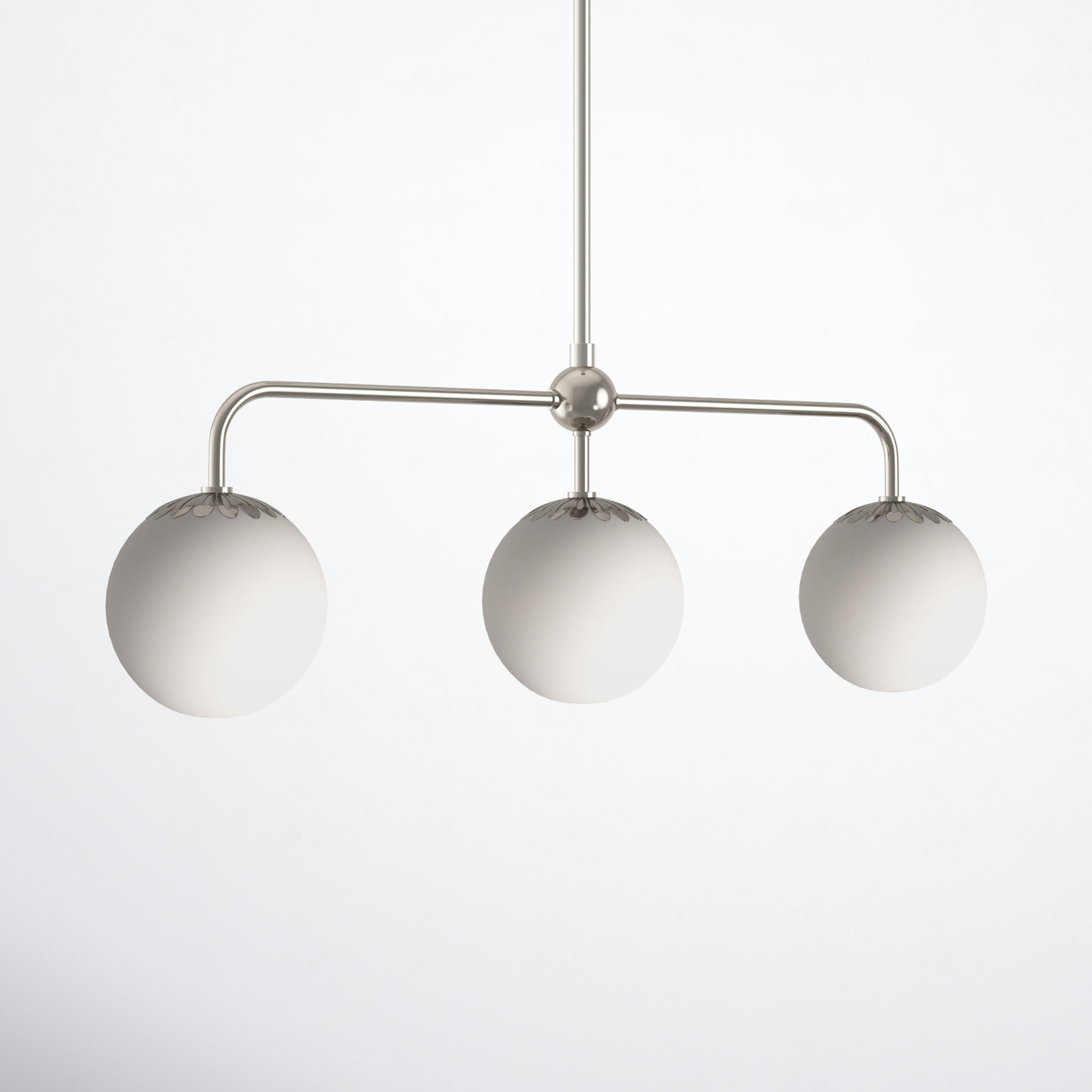 Deniaud 3 Light Glass Pendant, Polished Nickel