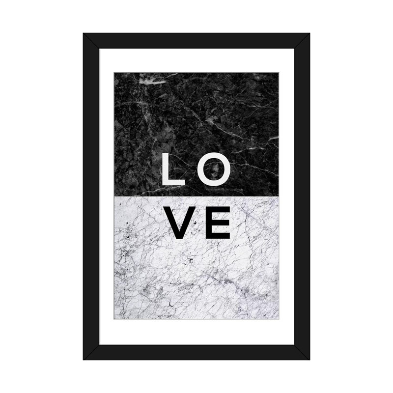 «Love», impression sur toile, Papier d'art encadré noir, Blanc, H 32 po x l 24 po x P 1 po
