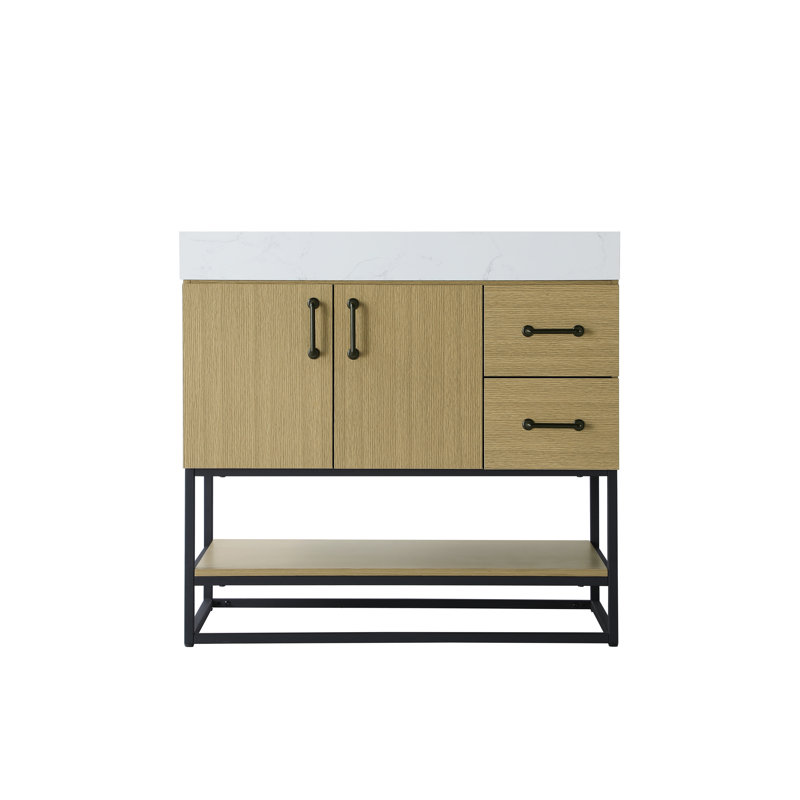 36 inch Single Bathroom Vanity, Honey Brown