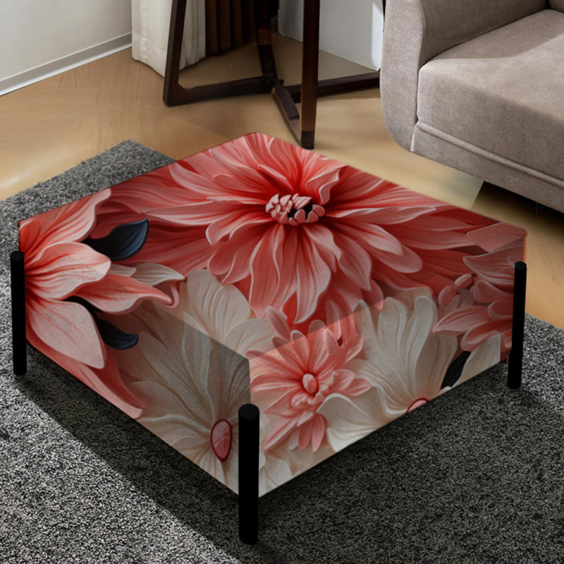 Coral Twilight Iv Tropical Motif I - Grand repose-pieds carré tropical