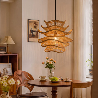 1-Light Pendant Lights Brown Flower Rattan