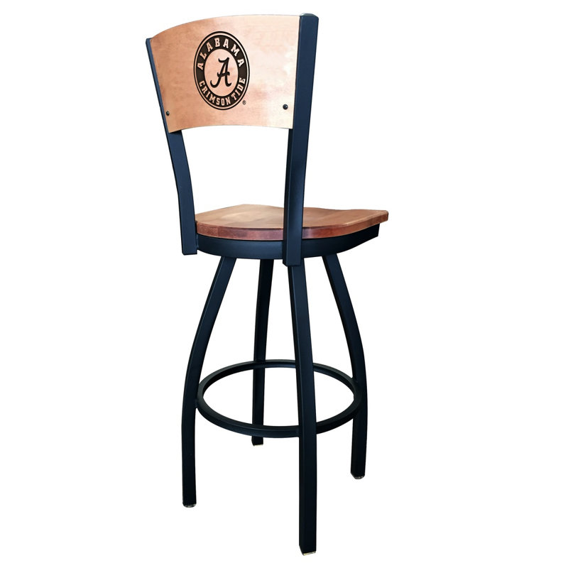NCAA Swivel Bar Stool, Medium Maple, Alabama Crimson Tide, Counter Stool (25" Seat Height)
