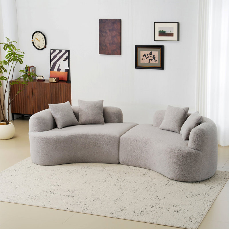 Canapé courbé et rembourré pour petits espaces, Gris