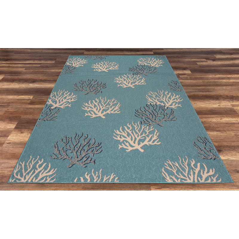 Tapis intérieur / extérieur bleu Holl, Rectangle 7 pi 10 po x 10 pi 2 po