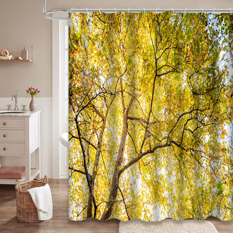 Magnifique rideau de douche d'automne avec 12 crochets, L 72 po x l 84 po
