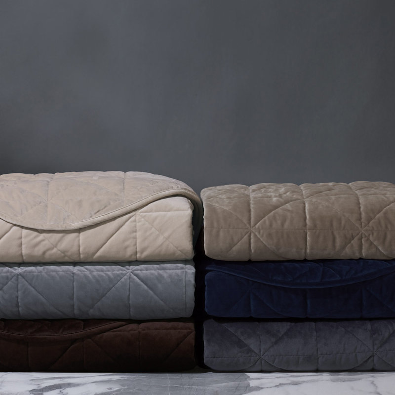 Nova Velvet Coverlet, Twin Coverlet, Indigo