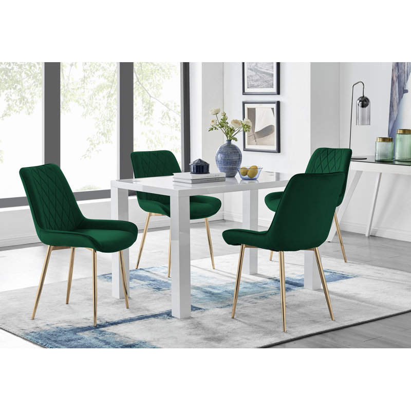 Scottsmoor Dining Set with 4 Chairs, Green/Gold