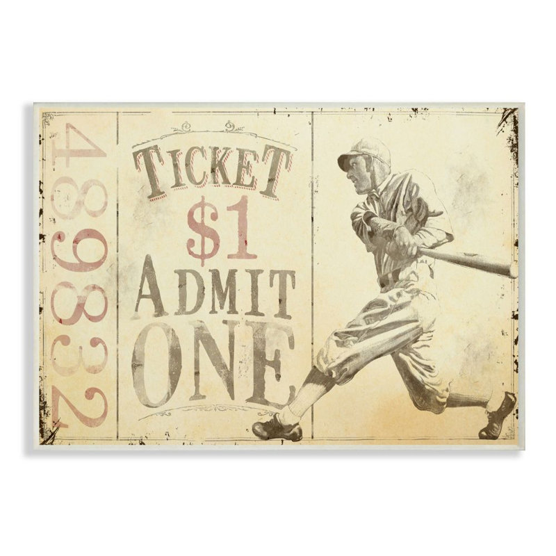 Rousseau admet un joueur de baseball, H 10 po x l 15 po x P 0,5 po, Plaque murale