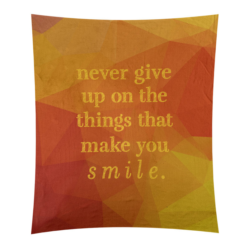 Tapisserie de perseverance en polyester et de citation en faux gemme, Jaune ambre, H 60 po x l 51 po
