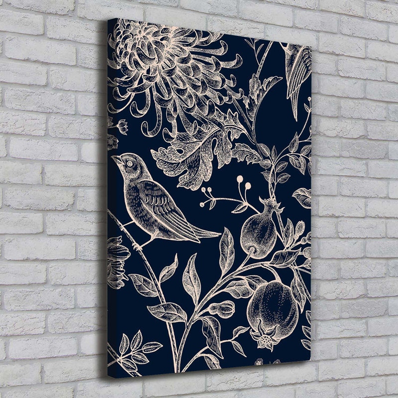 Flowers And Birds - Wrapped Canvas Print