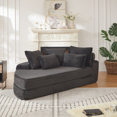 Futon de style moderne Mid-Century de 78,5 pouces avec tissu en velours côtelé Dadrien