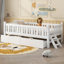 Lit plateforme simple en bois avec garde-corps et 2 tiroirs, blanc