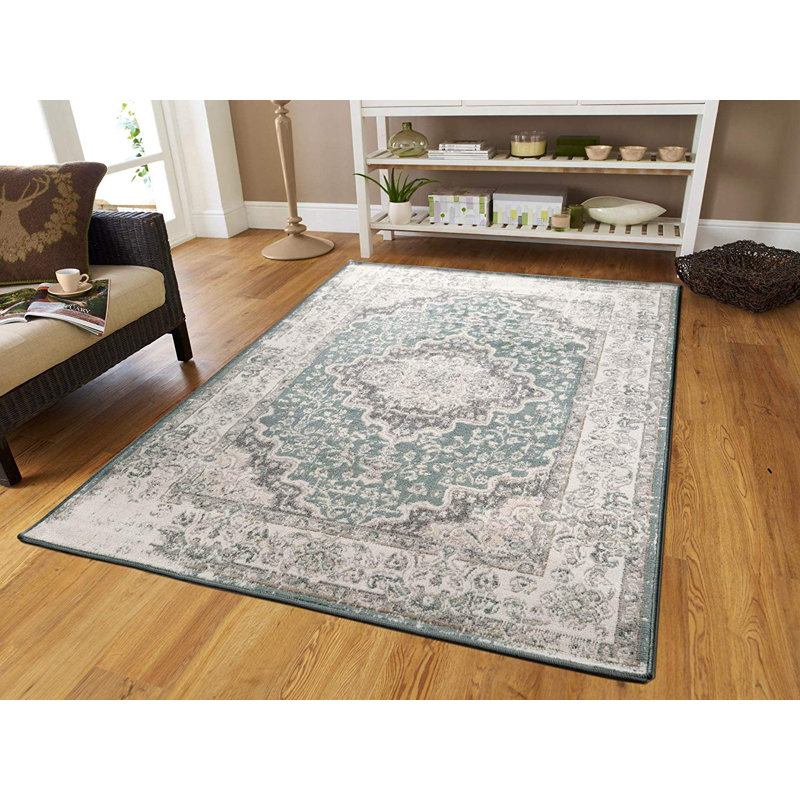 Tapis oriental en laine beige / gris Schreiber, Rectangle 8 pi x 11 pi