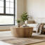 MDF Natural Color Round Table, Modern Industrial Natural Fully Assembled Drum Coffee Table
