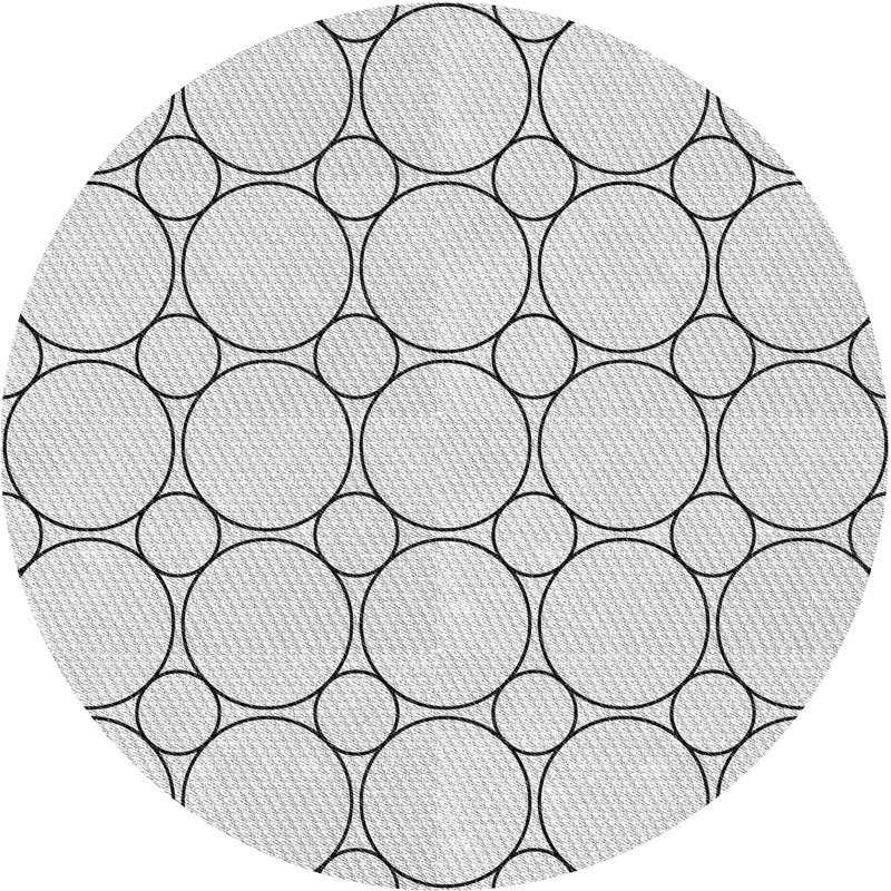 Tapis gris/zone noire à motifs, Rond 5 pi