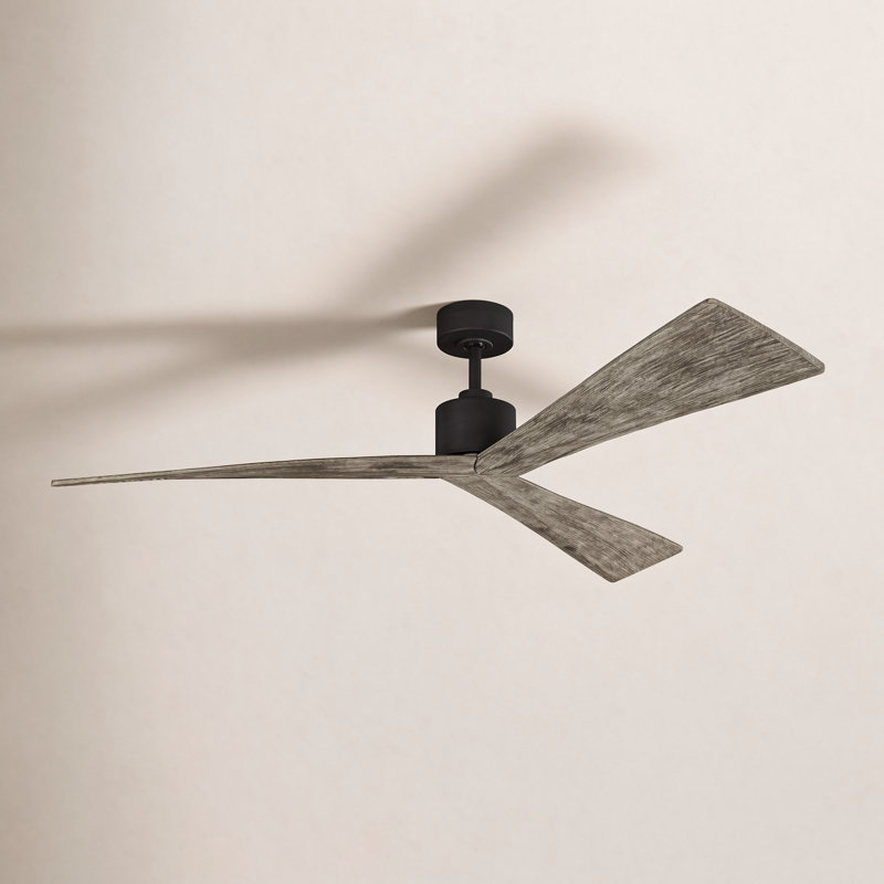 Adler Downrod Ceiling Fan, Aged Pewter/Gray Weathered Oak, 60"