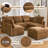 Brown 85.4" Multi - Functional Modular Sectional With Charging Ports, Phone Holder, And Lumbar Pillows For Contemporary Home Decor L Shaped Movable , Ergonomic Flexible Furnishing-1522949609