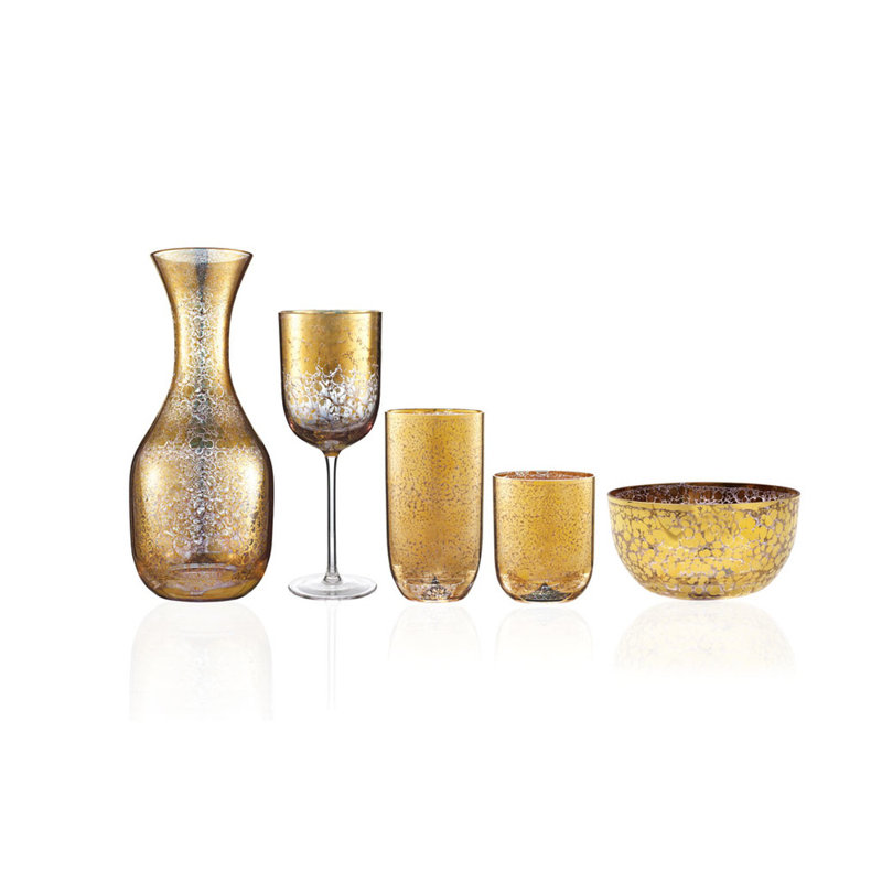 Crackle 18 oz. Drinking Glass, Gold