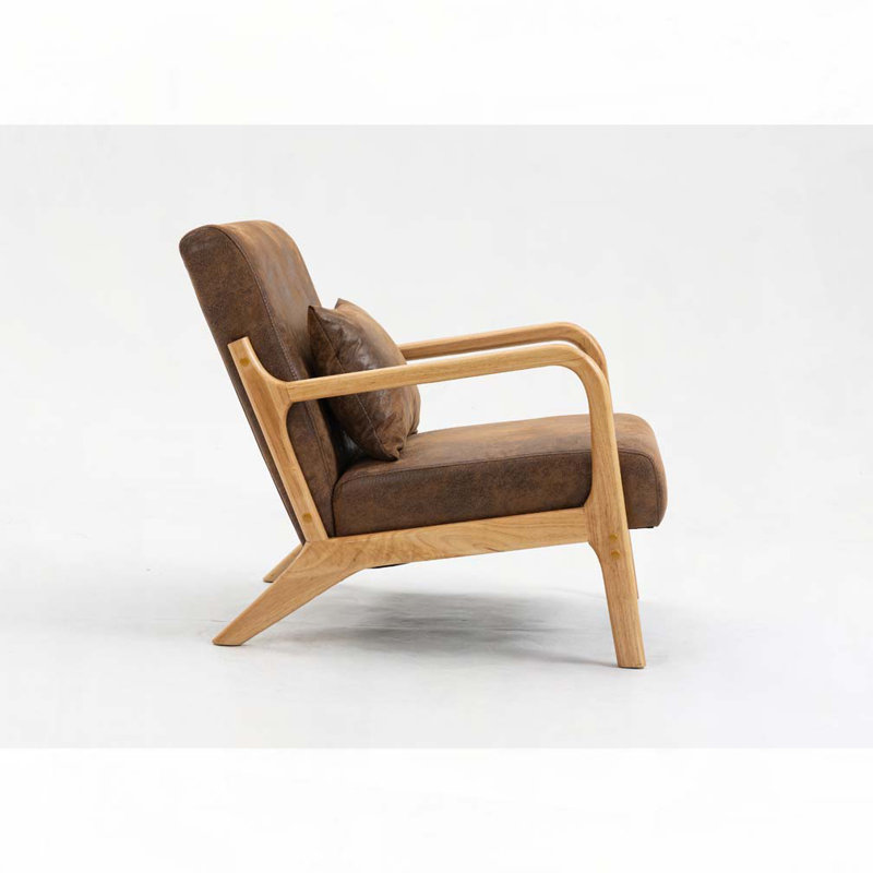 Solid Wood Frame Upholstered Accent Armchair