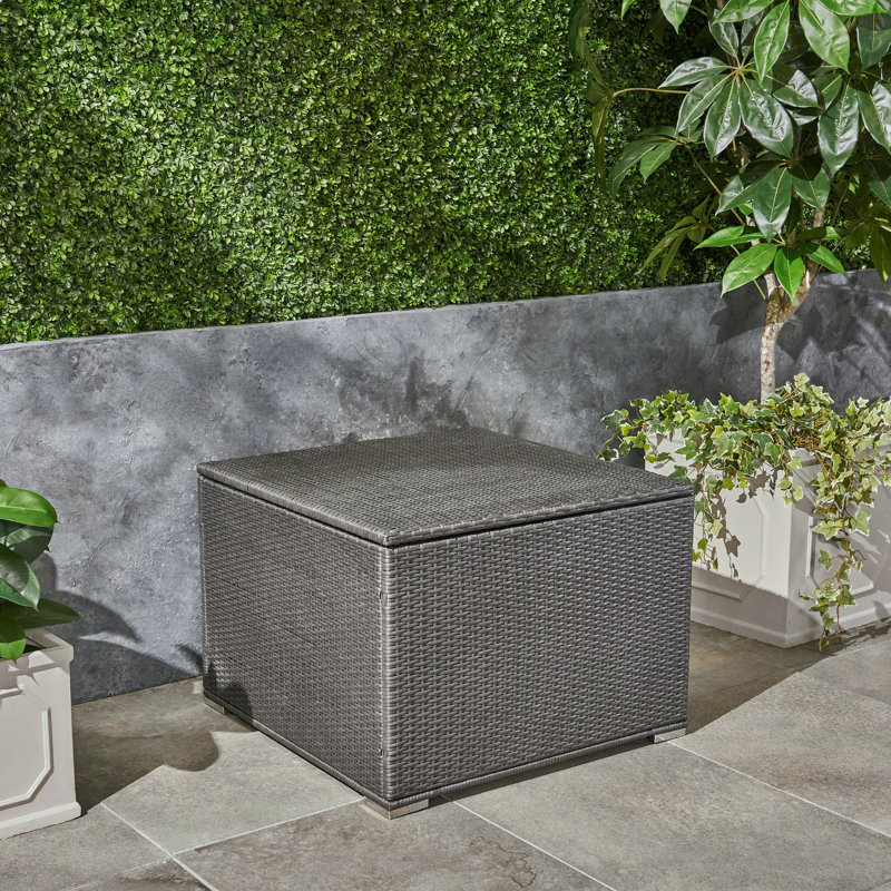 Afsana Wicker Outdoor Ottoman, Gray