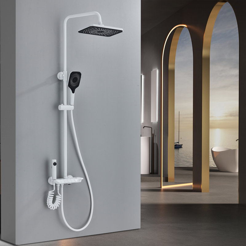 Rainfall Shower System,Outdoor Exposed Shower Head System Shower Faucet Set ,High Pressure Rainfall Shower Head with Handheld Combo