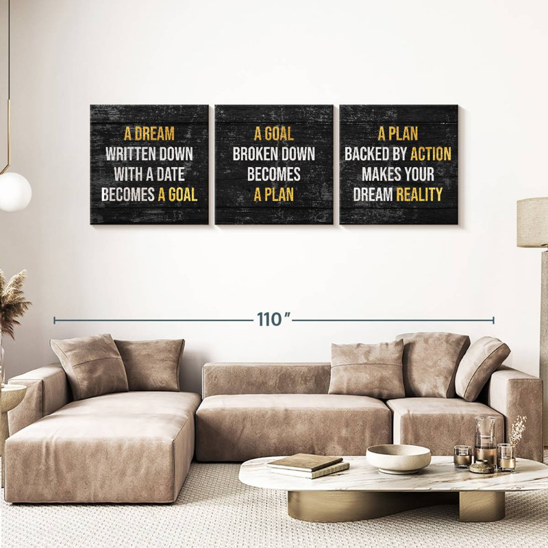 3 Piece Art Textual Art, 30" H x 92" W
