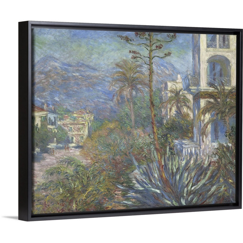 «Villa at Bordviera, 1884» par Claude Monet, reproduction d'art sur toile, H 18 po x l 22 po x P 1,75 po, Cadre flottant noir