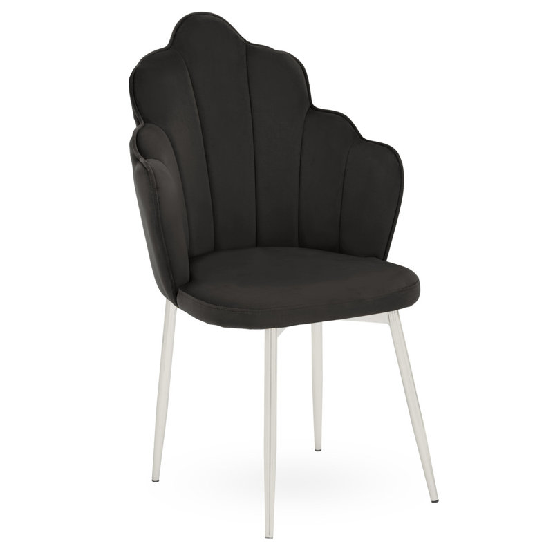 Koval 47cm H Polyester Blend Upholstered Side Chair, Black, Silver