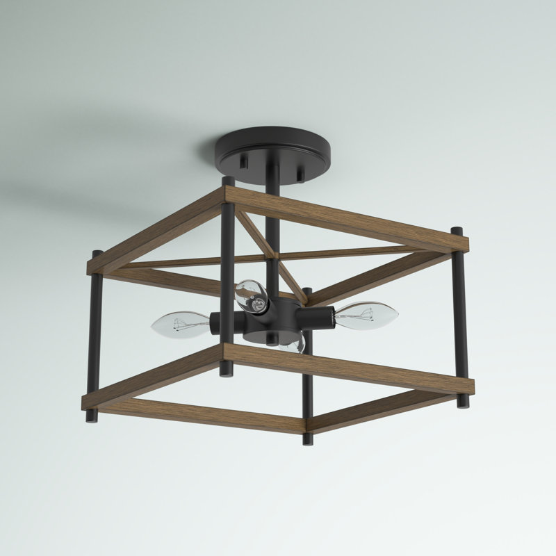 Plafonnier semi-encastré carré 4 lumières 12,5 po Anseniy