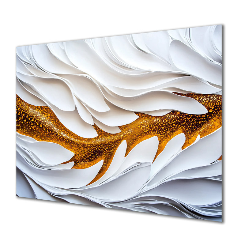 White Abstract Fractal Spectrum Of Serenity II - Coastal Metal Art, Nautical Metal Print, 12" H x 20" W x 0.84" D