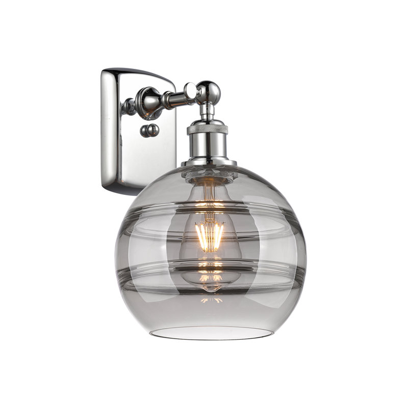 Applique murale 1 lumière Ballston Bienes, Gris fumée clair, H 10,88 po x l 8 po x P 8,13 po, Chrome poli