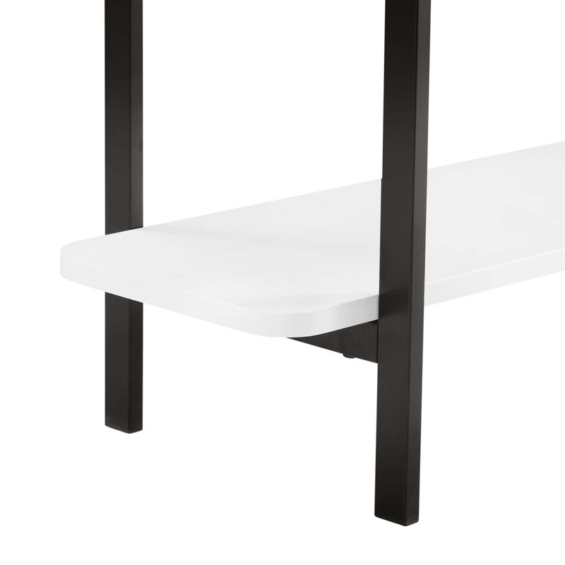Celine 71" Console Table In White (2-Shelf), White/Black