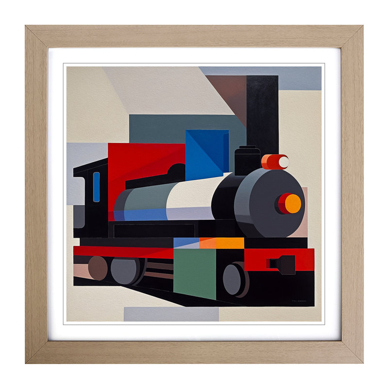 Train Suprematism No.1 - Framed Print, Oak