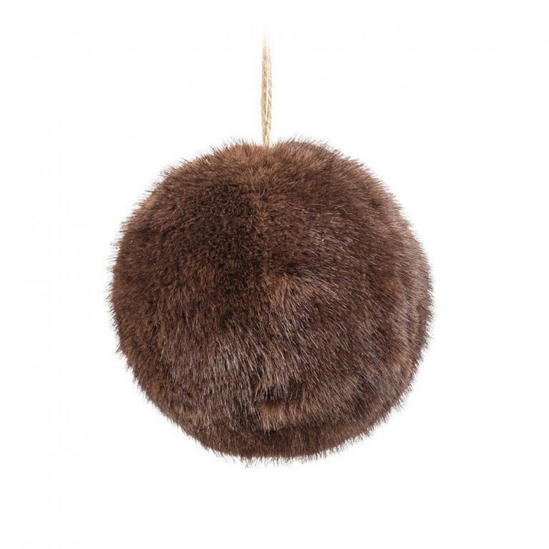 Ornement boule de fourrure moyenne, 4" H x 4" W x 4" D
