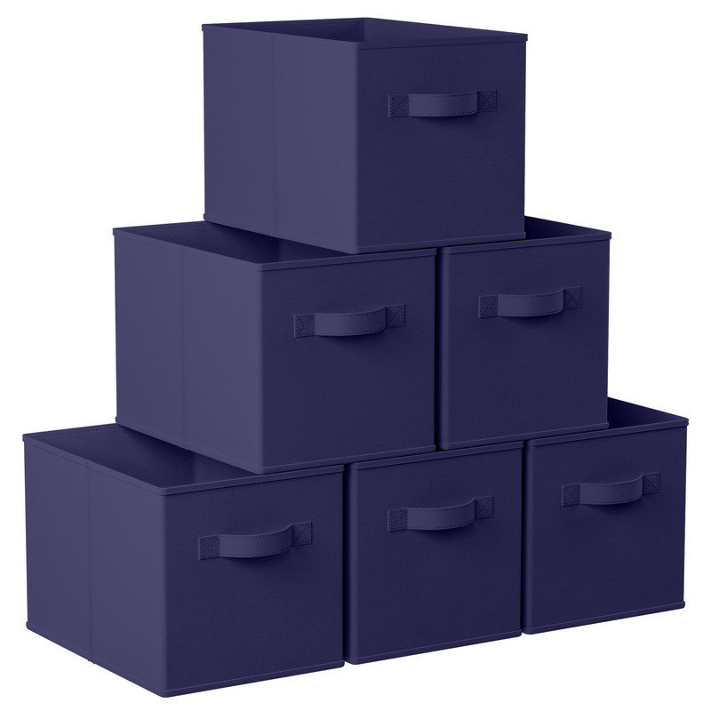 Ensemble de bacs en carton pliables en tissu, H 13 po x l 15 po x P 13 po, Marine