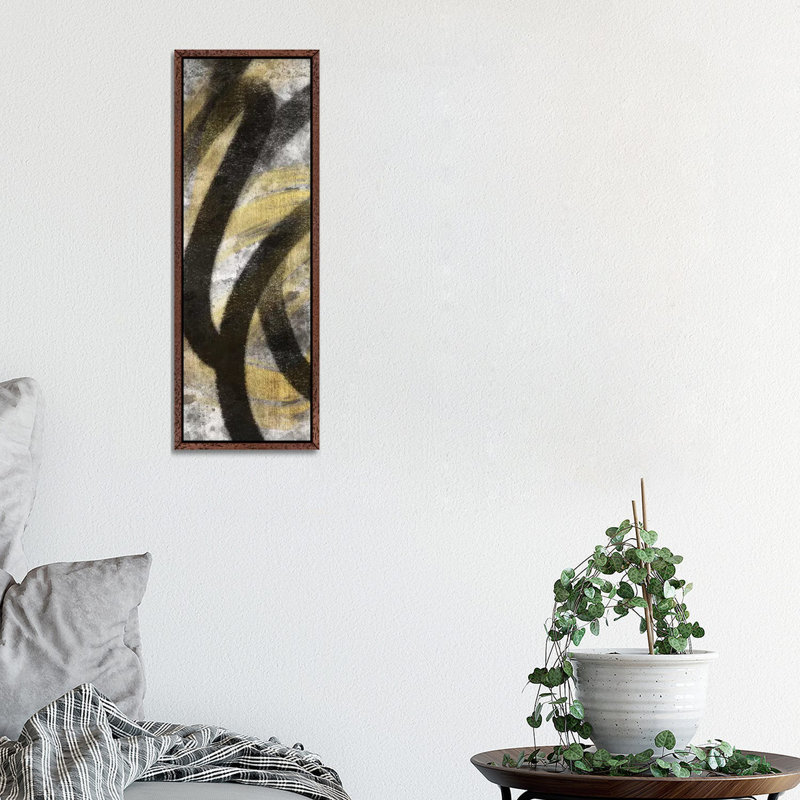 Striking Marks Neutral I by Marcus Prime - Painting on Canvas, Classic Brown Wood Framed, 91.44cm H x 30.48cm W x 3.81cm D