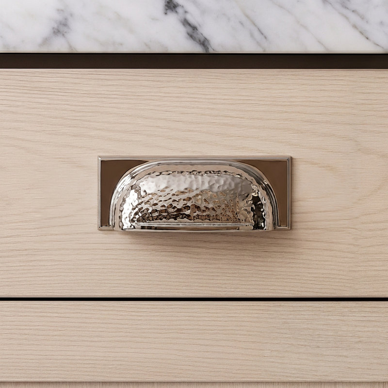 Redefine Hardware- Pure Polished Hammered Nickel Cup Pull