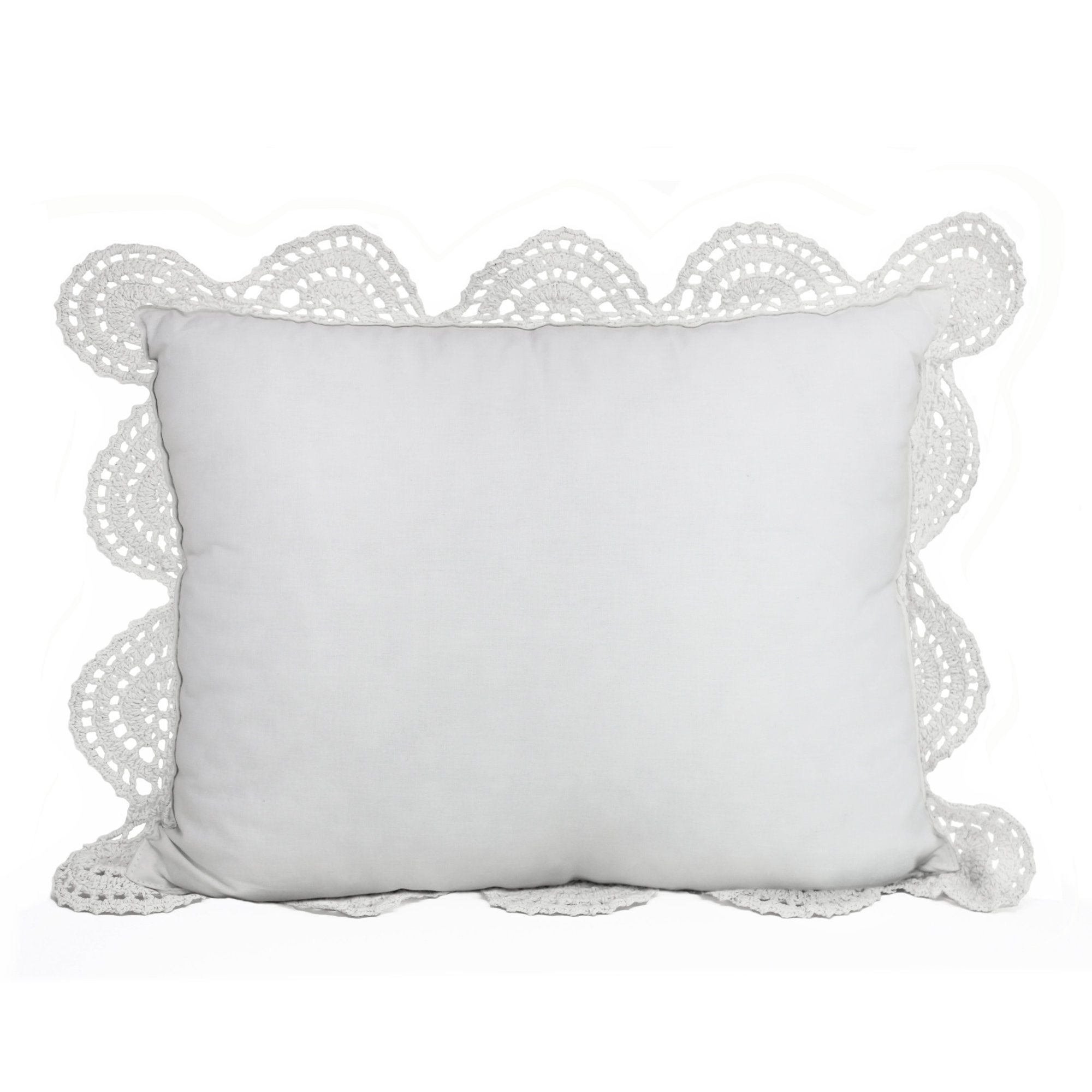 Handmade Cotton Crochet Pillow, White