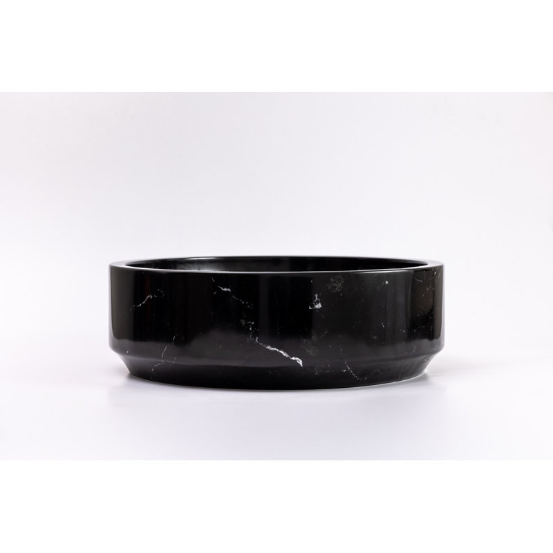 Natural Stone Vessel Bathroom Sink Circular Avalon Black Marble