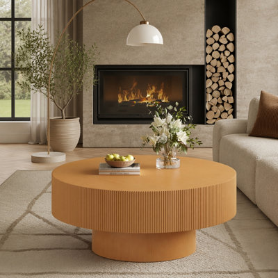 Table basse ronde naturelle avec plateau épais