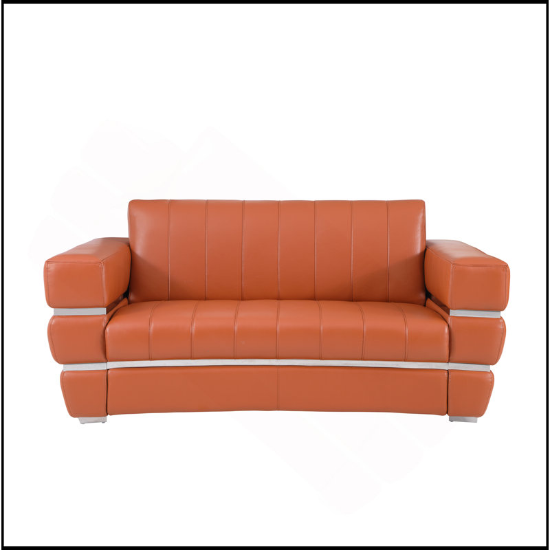 Causeuse en cuir italien Global United, Orange