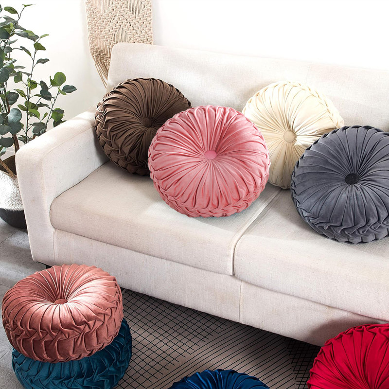 Coussin décoratif en velours rond 15 po (ensemble de 2), Rose