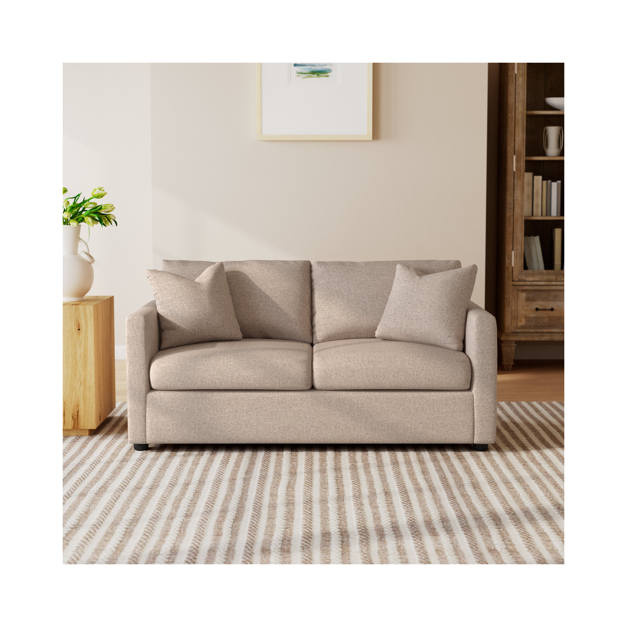 Godwin 67'' Upholstered Sleeper Sofa, Macc Ecru
